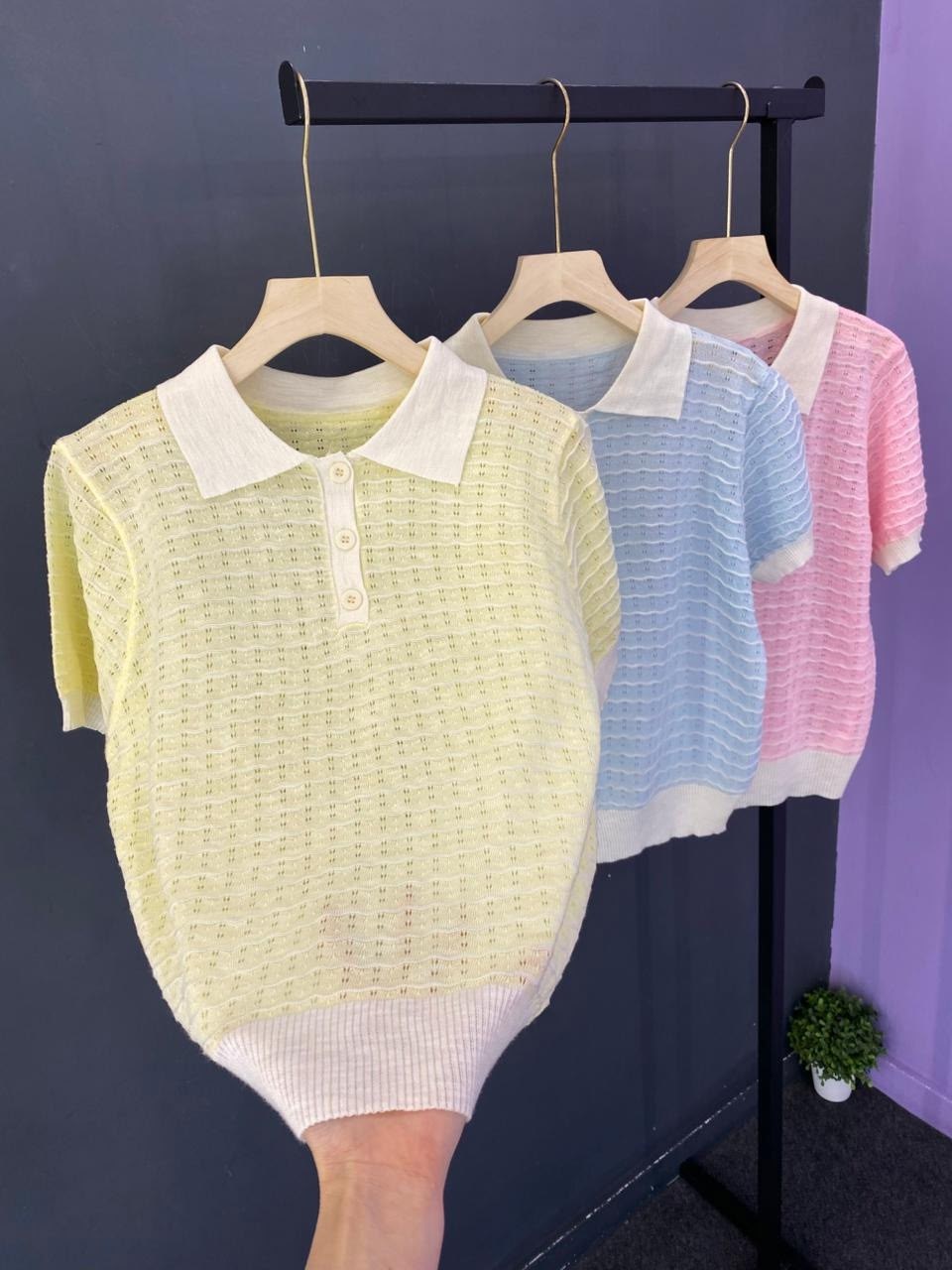 женская кофта,кофта поло,кофточка,женская футболка-поло с коротким рукавом голубая кофта vi&so 477159029,вязаная рубашка