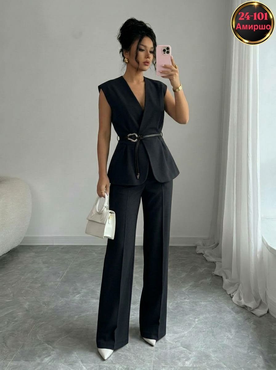 брючный костюм с жилеткой женский ристоро,брючный костюм с жилетом chica chic,брючный костюм элегантный,брючный костюм с жилетом деловой вечерний chica chic,брючный костюм с жилетом деловой chica chic
