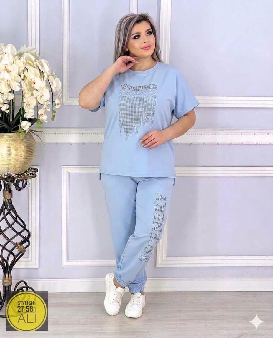 костюм спортивный женские летний,костюм двойка трикотаж,женский костюм двойка футболка/штаны nobilitas голубой (l размер),костюм спортивные женские костюмы,костюмы голубые
