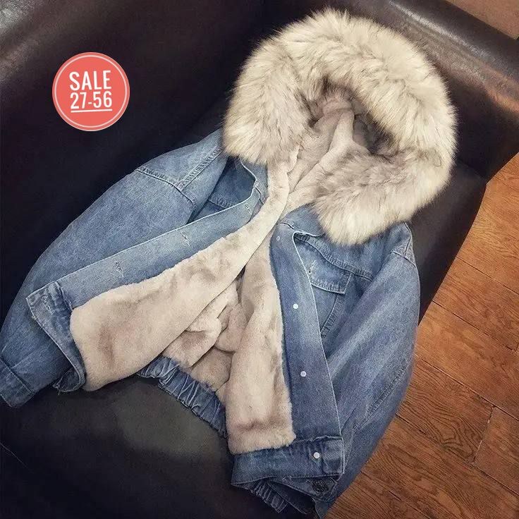теплая джинсовая куртка с мехом,меховая джинсовая куртка женская,женская куртка корейская зимняя с искусственным меховым воротником и капюшоном джинсовая,джинсовка с мехом женская,женская джинсовая ку