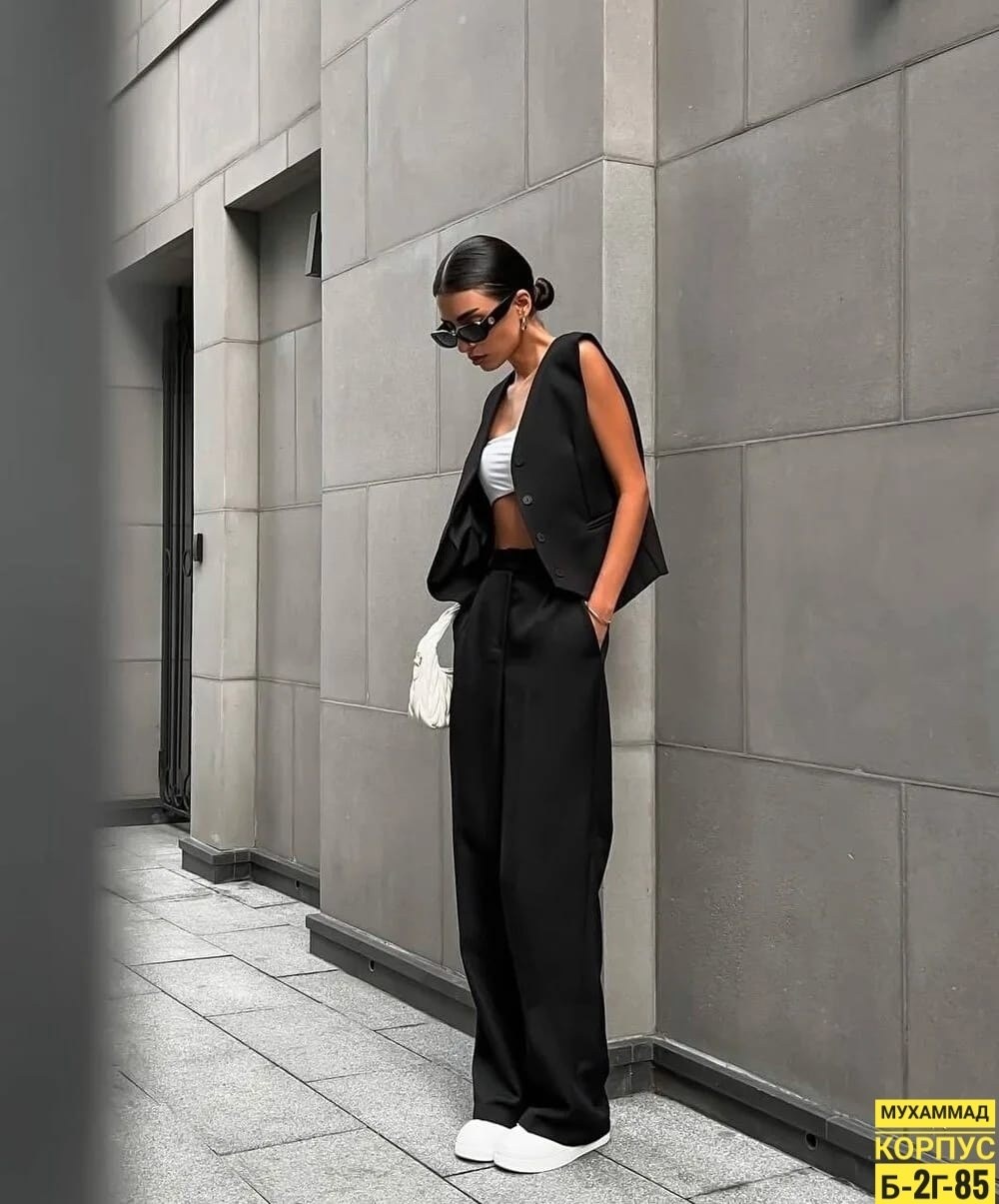 костюм двойка брюки палаццо,брюки стильные,брючный костюм,костюм с брюками палаццо,стильные костюмы