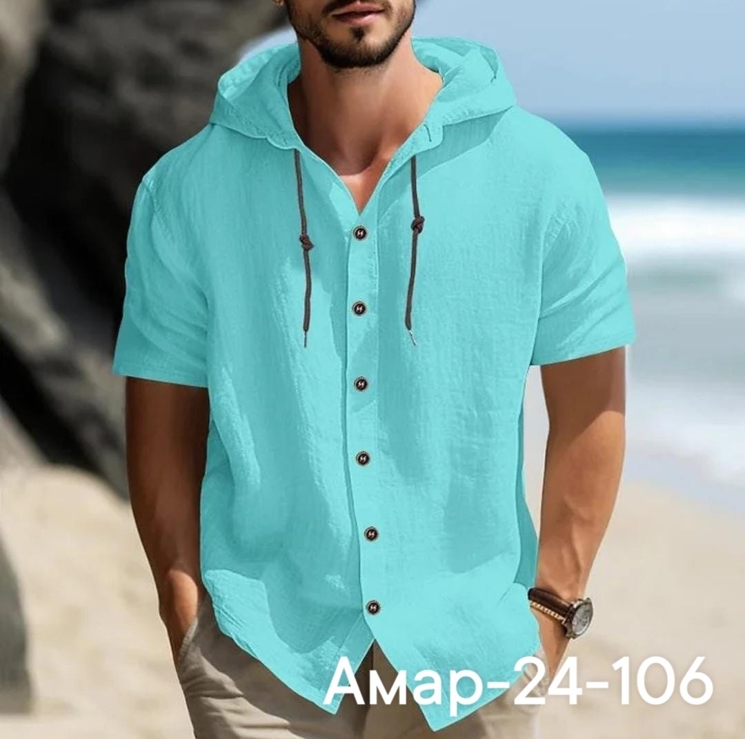 рубашка с капюшоном,летние рубашки,мужская повседневная рубашка,рубашка мужская с капюшоном,мужская льняная рубашка