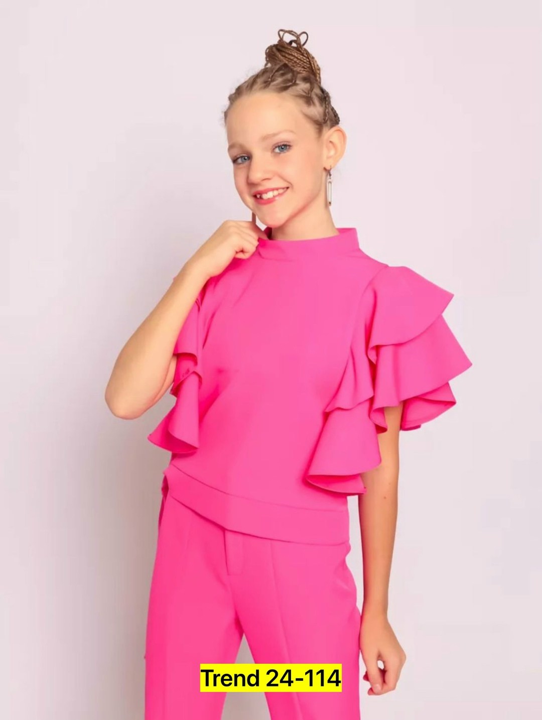 костюм брючный нарядный с воланами для подростка lemada brand,костюм брючный нарядный для девочки,костюм для девочки нарядный праздничный школьный брючный апельсинчики,праздничный брючный костюм для д