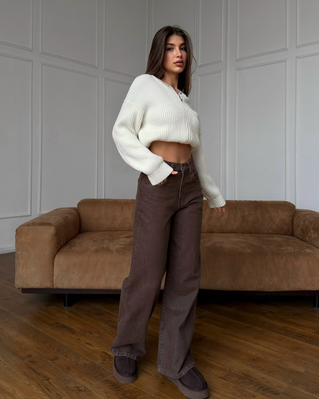 джинсы стильные,брюки джинсы,женские брюки,коричневые джинсы широкие,коричневые джинсы