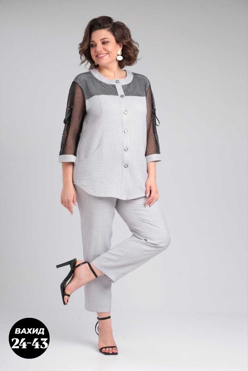 брючный комплект,женские костюмы больших размеров,женские брючные комплекты,брючные костюмы женские,серый брючный костюм