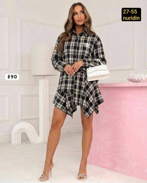 платье рубашка в клетку,костюм с юбкой и рубашкой,костюм с рубашкой и юбкой в клетку,костюм с юбкой в клетку,платье в клетку