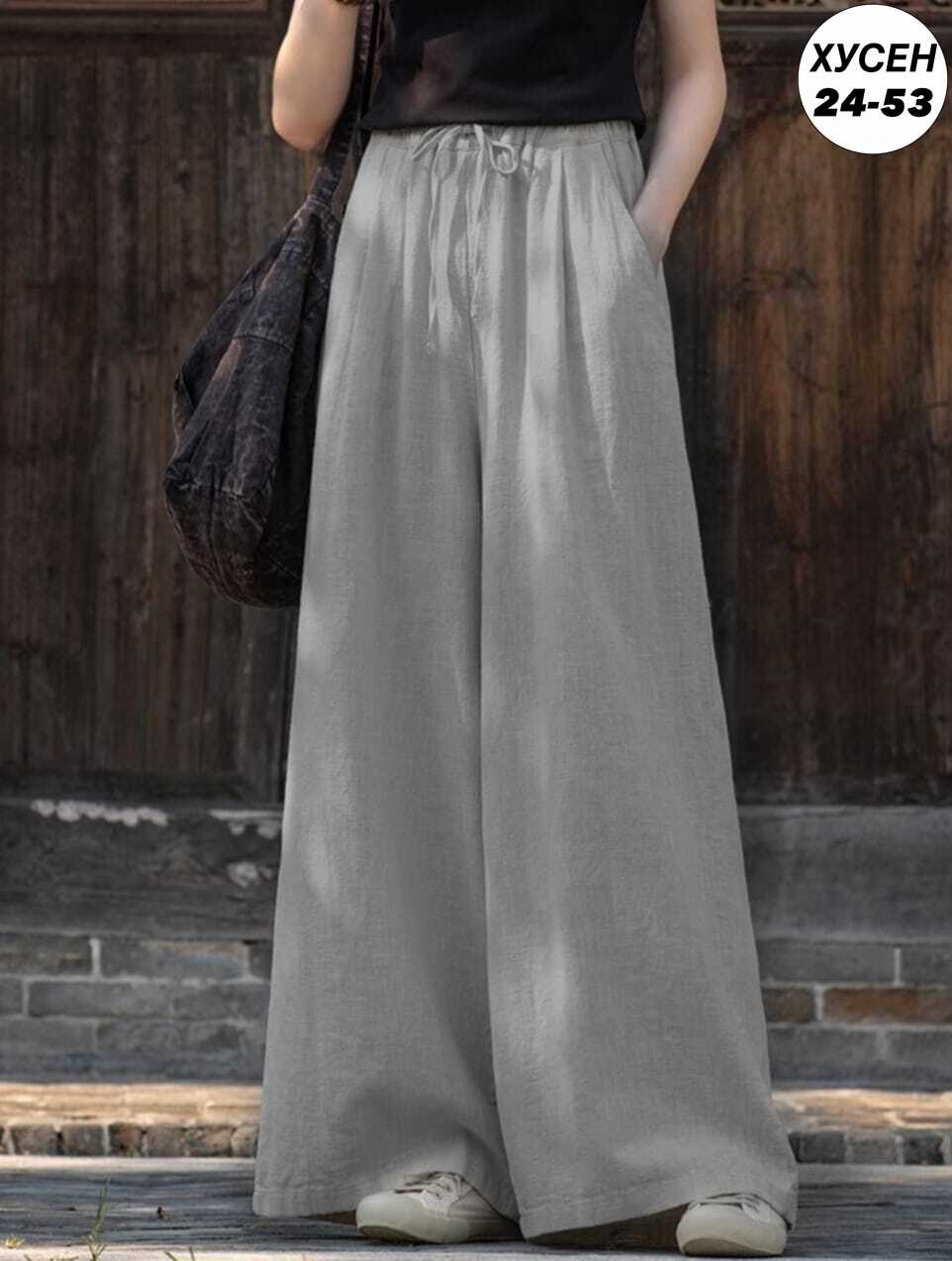женские широкие брюки,женские винтажные хлопковые широкие брюки,брюки палаццо из льна женские,широкие брюки из хлопка,брюки женские льняные с широкими штанинами