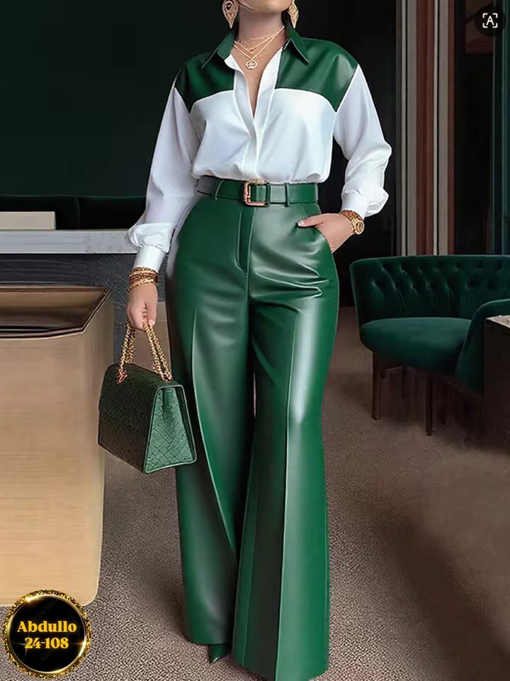 образ с брюками палаццо,брюки кожаные палаццо штаны широкие floy 251339977,брюки из искусственной кожи с высокой талией,женские брюки кожаные,широкие брюки