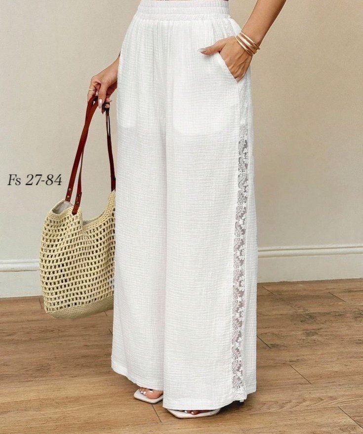 кружевные брюки,широкие брюки,летние брюки,белые брюки,пляжные брюки