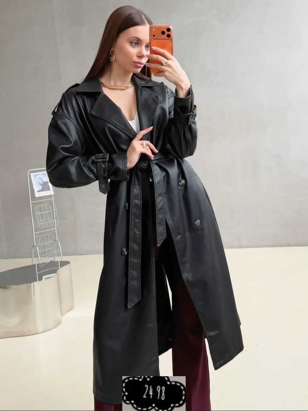 тренч кожаный длинный плащ popova.collection,плащ тренч кожаный,тренч кожаный длинный плащ emberens,плащ тренч женский 46 48,тренч кожаный длинный плащ popova.collection 261685828