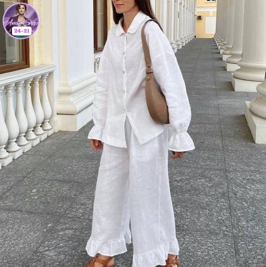 костюм льняной женский с брюками,брючный костюм,брючный костюм летний,стильный летний костюм,льняной костюм с брюками