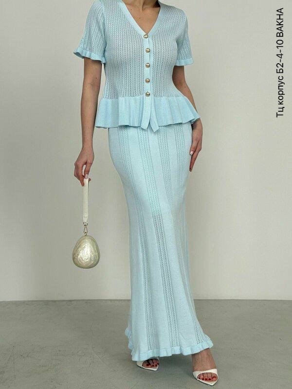 костюм юбочный трикотажный вязаный khubbi,вязаный костюм с юбкой,вязаное платье с баской,костюм женский крючком,трикотажные костюмы