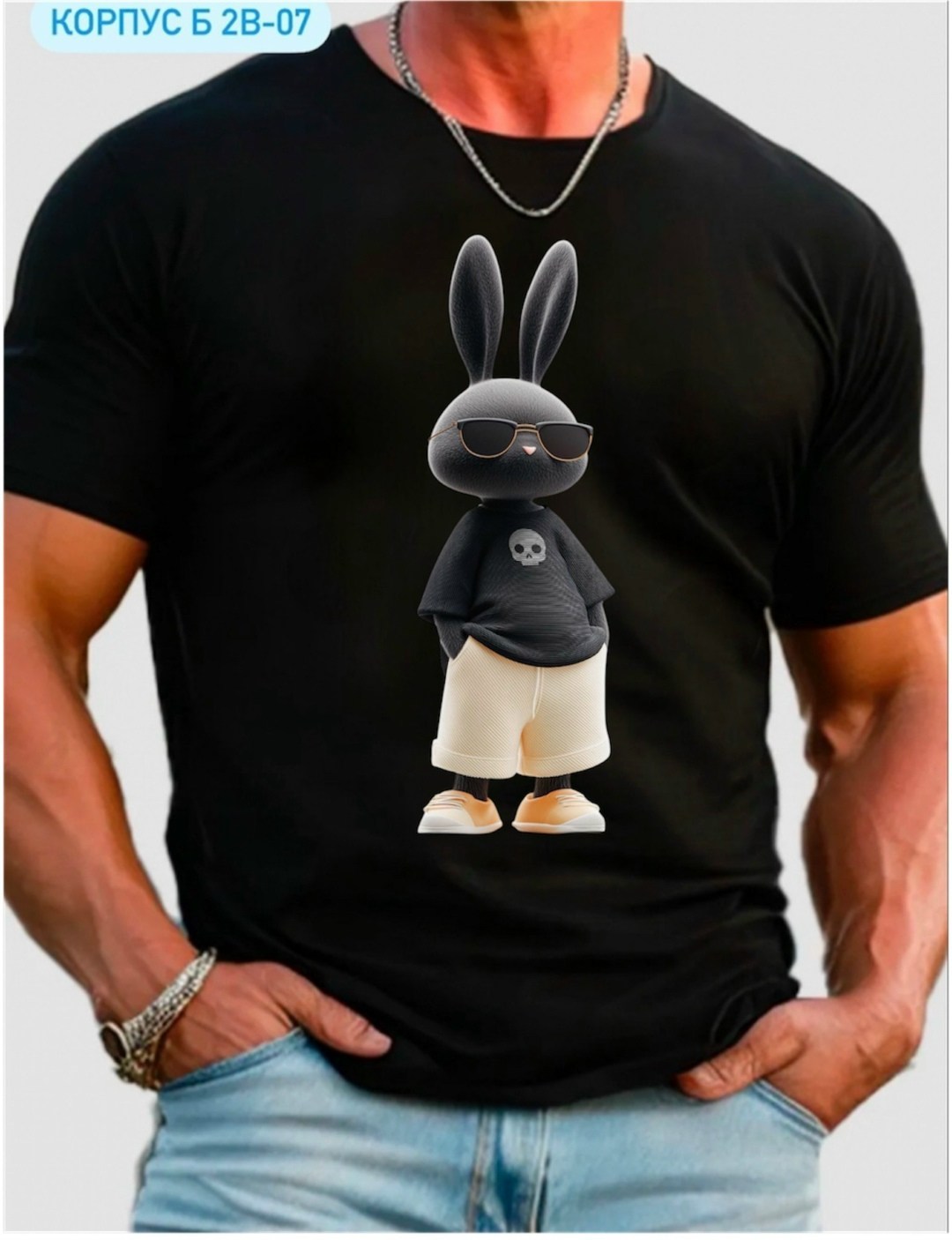 футболка мужская черная,мужская футболка,футболка мужская из хлопка,футболки для мужчин,футболка с зайцем