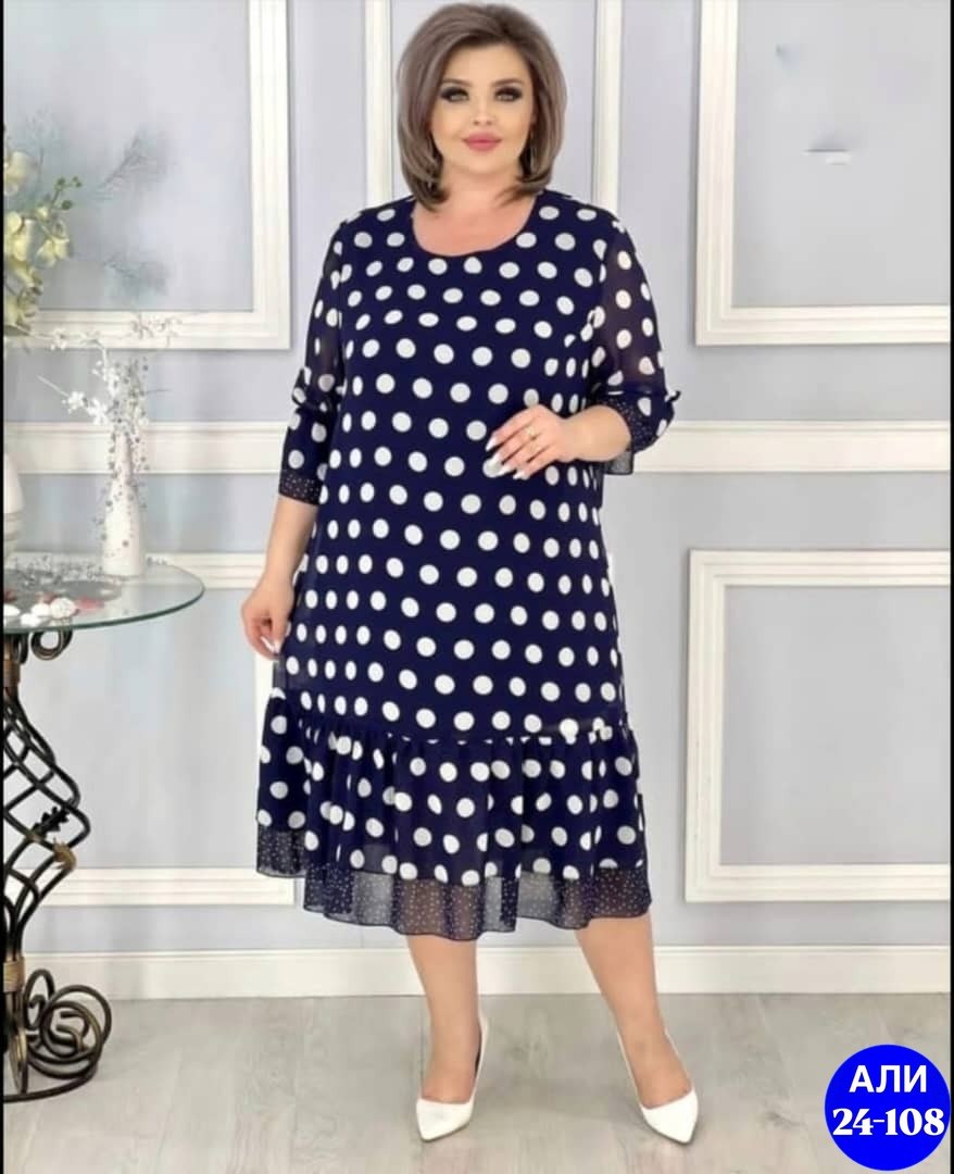 платье женское,женское платье больших размеров ткань софт/лайт,женское шифоновое платье в горошек,платье,платье больших размеров