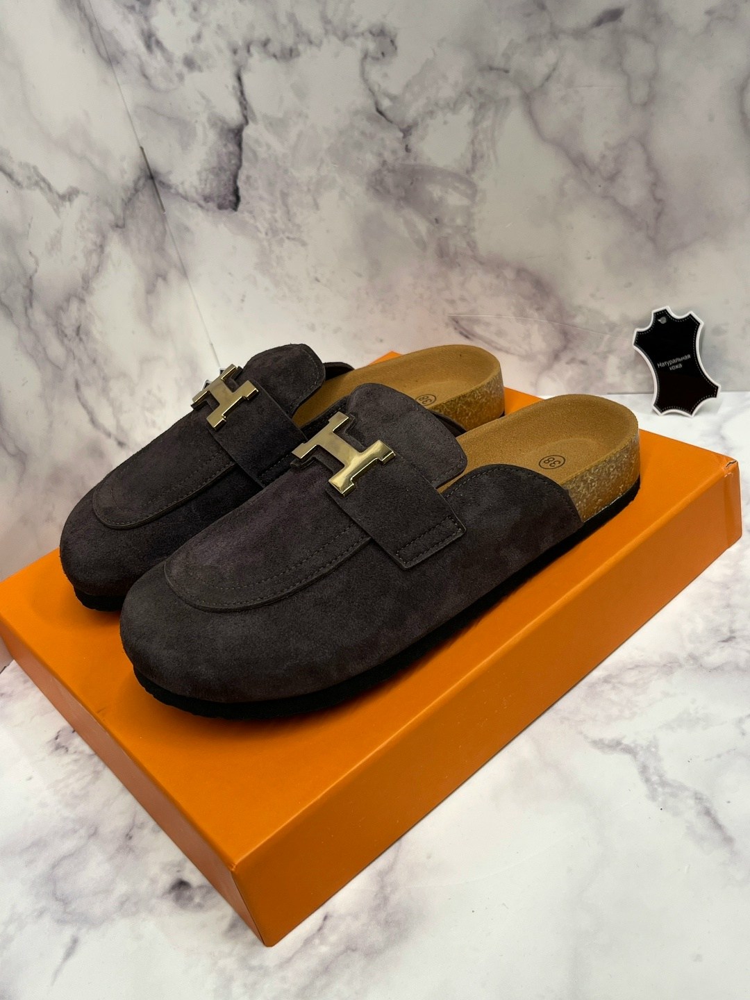 ,замшевые шлепанцы hermes,мюли сабо,мюли замшевые,мюли miu miu