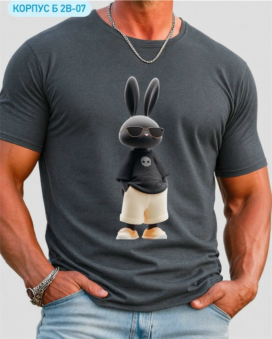 футболка мужская черная,мужская футболка,футболка мужская из хлопка,футболки для мужчин,футболка с зайцем