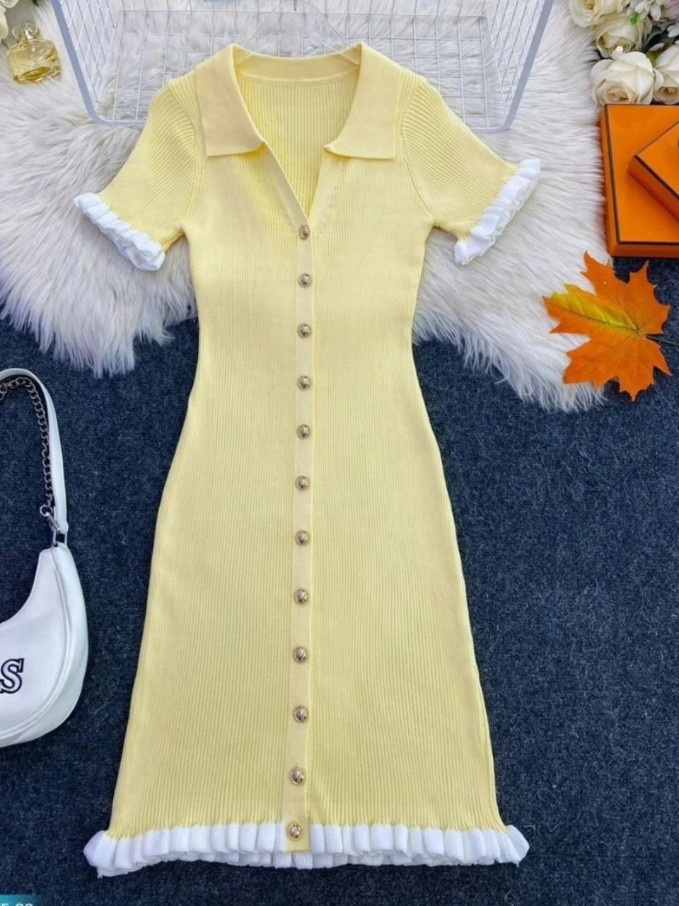 трикотажное платье,платье лапша с воротником,вязаное платье,платье с каймой,платье трикотажное в рубчик лапша emberens