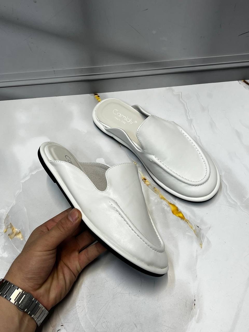 ,мюли hermes,белые кожаные мюли hermes oz,кожаные мюли,мюли женские