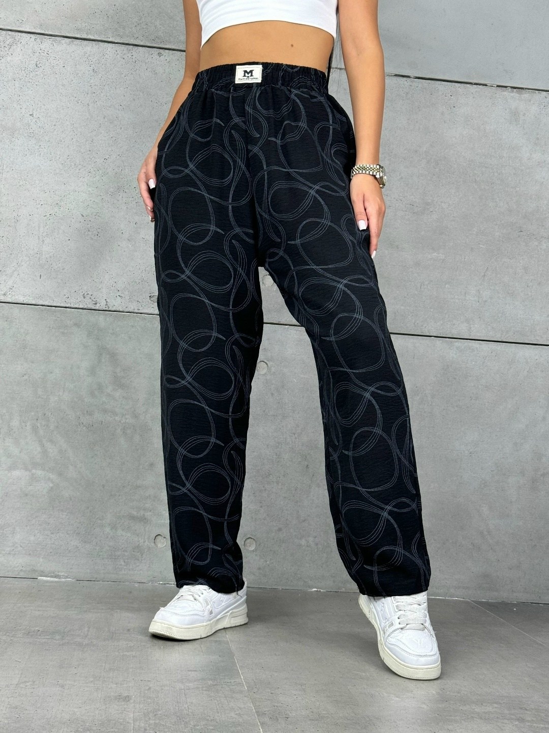 повседневные брюки,модные брюки,брюки женские,брюки с принтом,комбинированные брюки