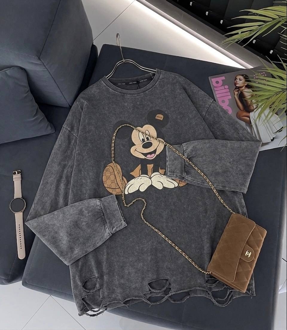свитшот женская,свитшот оверсайз с принтом "микки маус",стильный свитшот,толстовка кофта,свитшот
