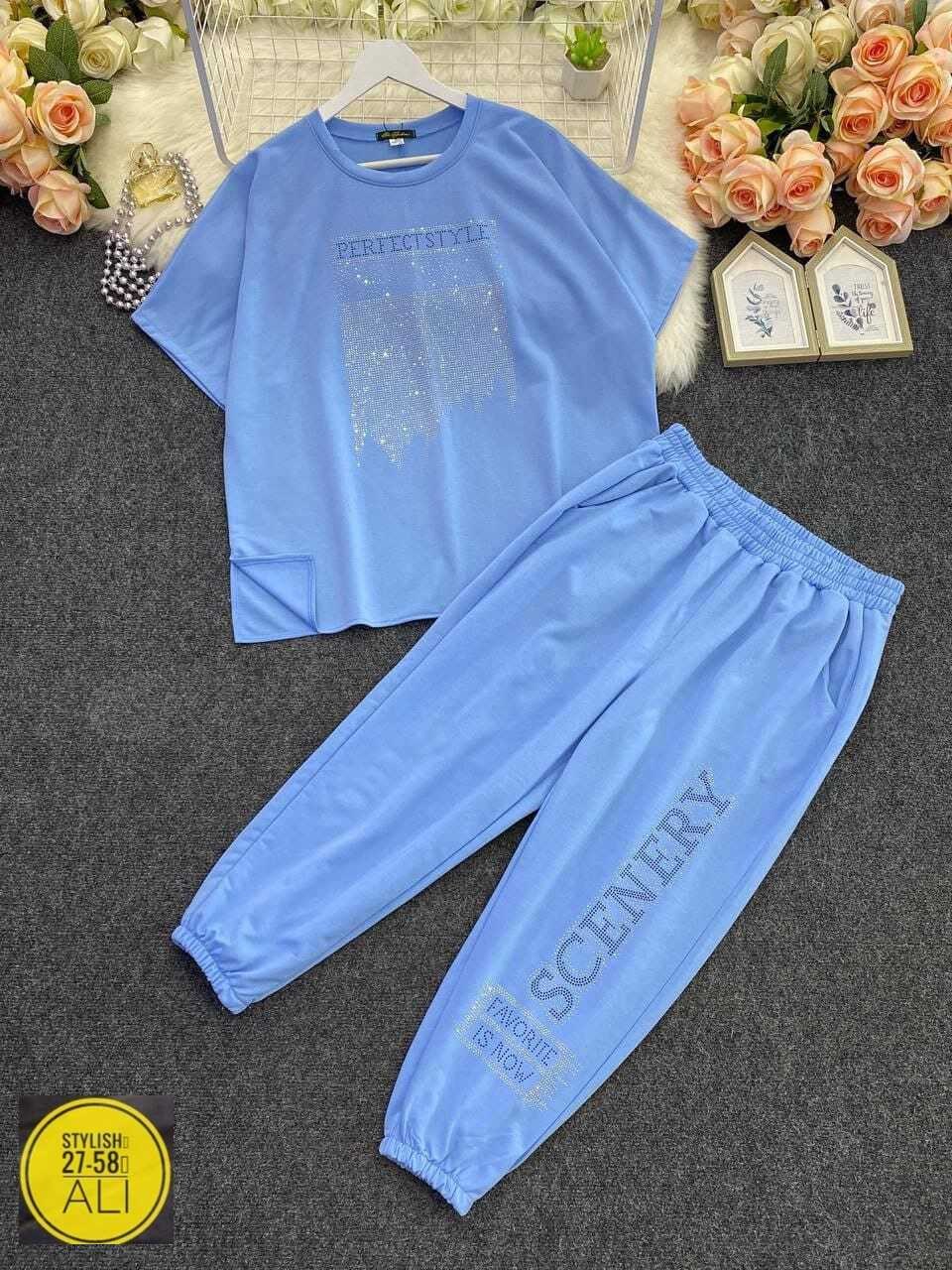костюм спортивный женские летний,женский костюм двойка футболка/штаны nobilitas голубой (l размер),костюм двойка трикотаж,костюм спортивные женские костюмы,женские костюмы брючные