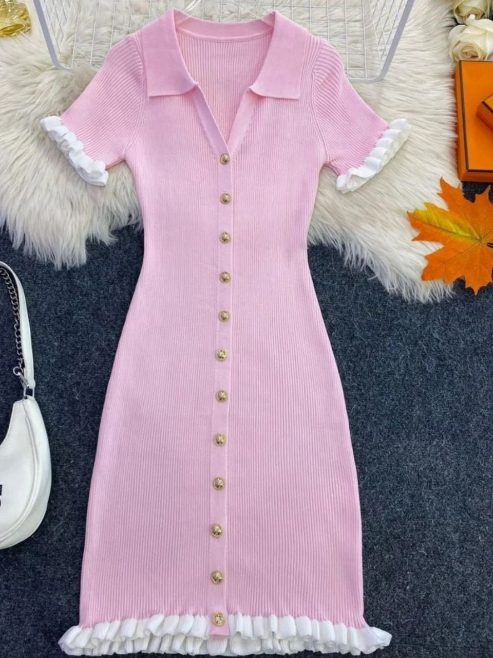 трикотажное платье,платье лапша с воротником,вязаное платье,платье с каймой,платье трикотажное в рубчик лапша emberens