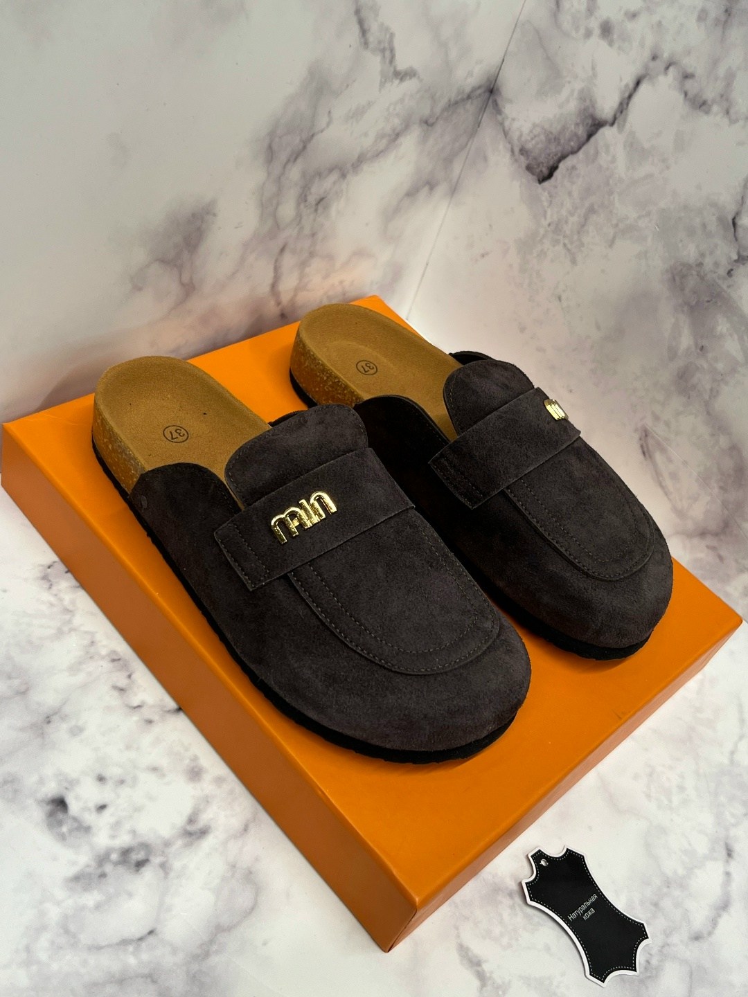 ,замшевые шлепанцы hermes,мюли сабо,мюли замшевые,мюли miu miu