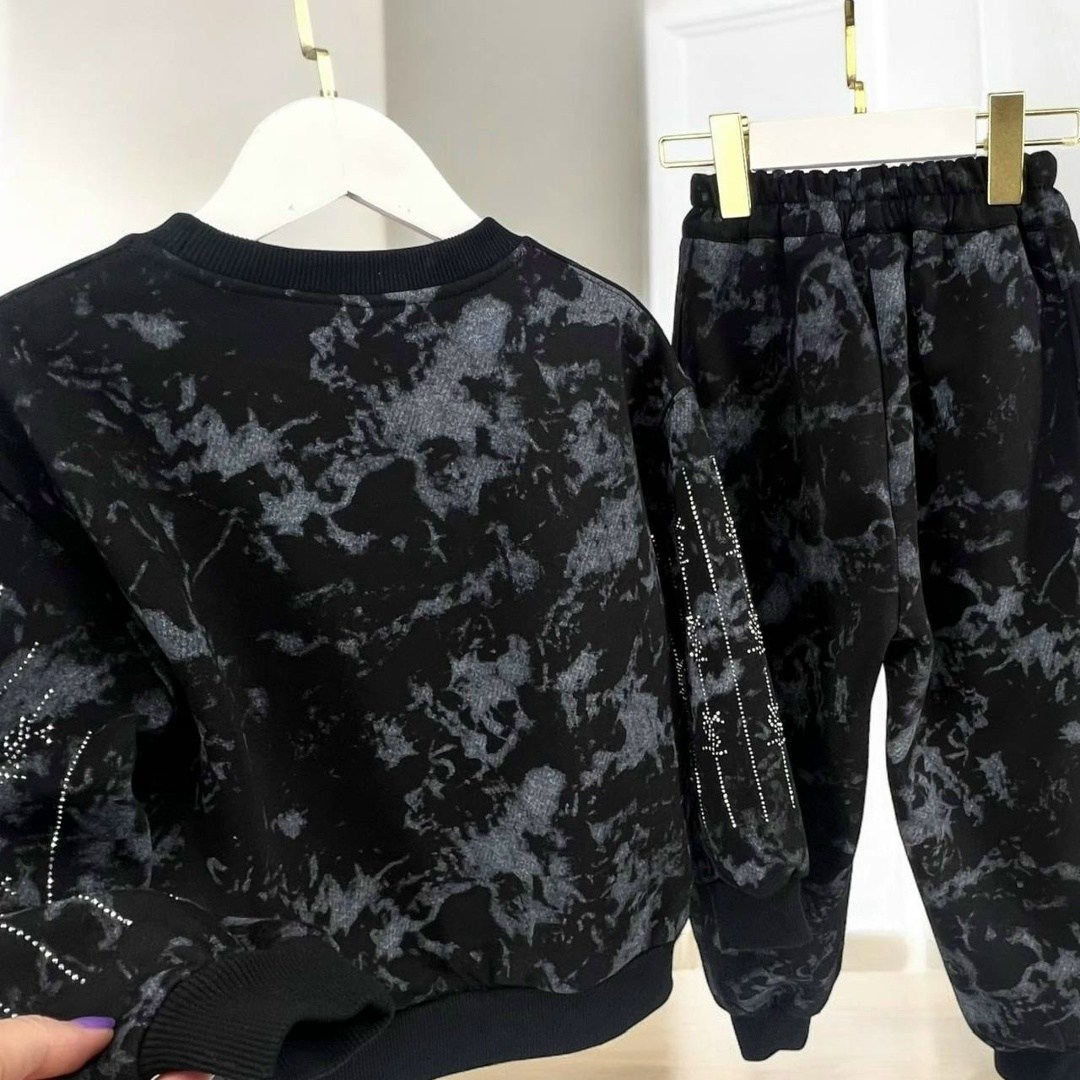 свитшот для девочки,спортивные костюмы для девочек,велюровый костюм,костюм для девочек,свитшот детский batik 019_бпо черный