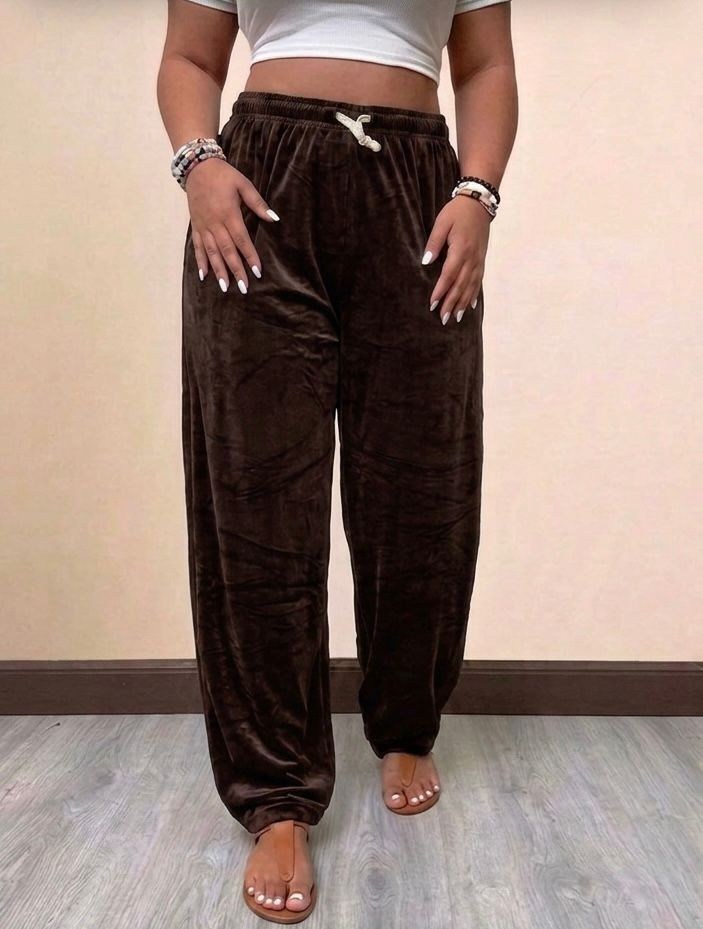 брюки велюр,azura exchange роскошные бархатные брюки-джоггеры xl чёрный,shein ezwear drawstring waist velvet pants,бархатные штаны,штаны женские