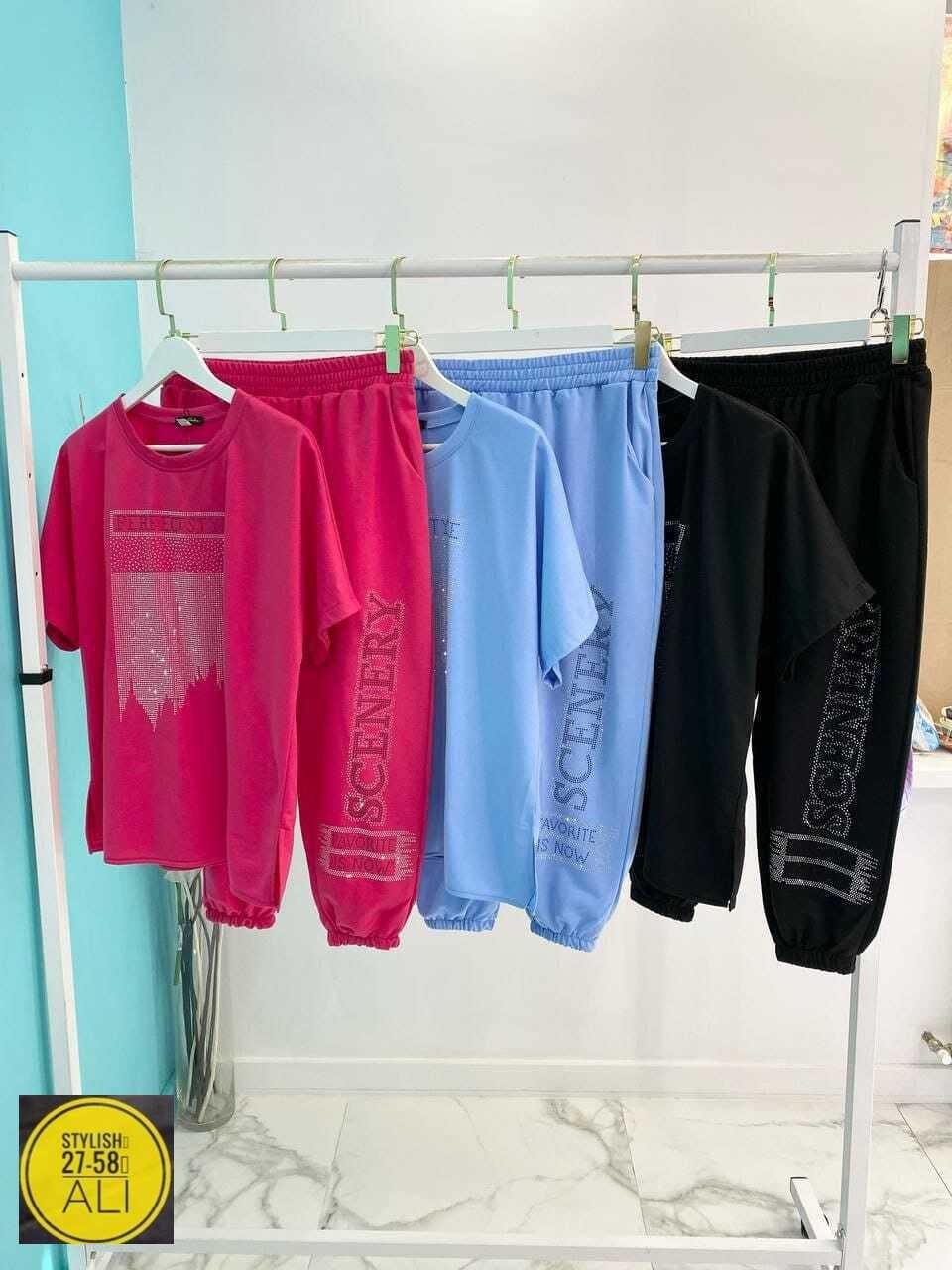 костюм спортивный женские летний,женский костюм двойка футболка/штаны nobilitas голубой (l размер),костюм двойка трикотаж,костюм спортивные женские костюмы,женские костюмы брючные