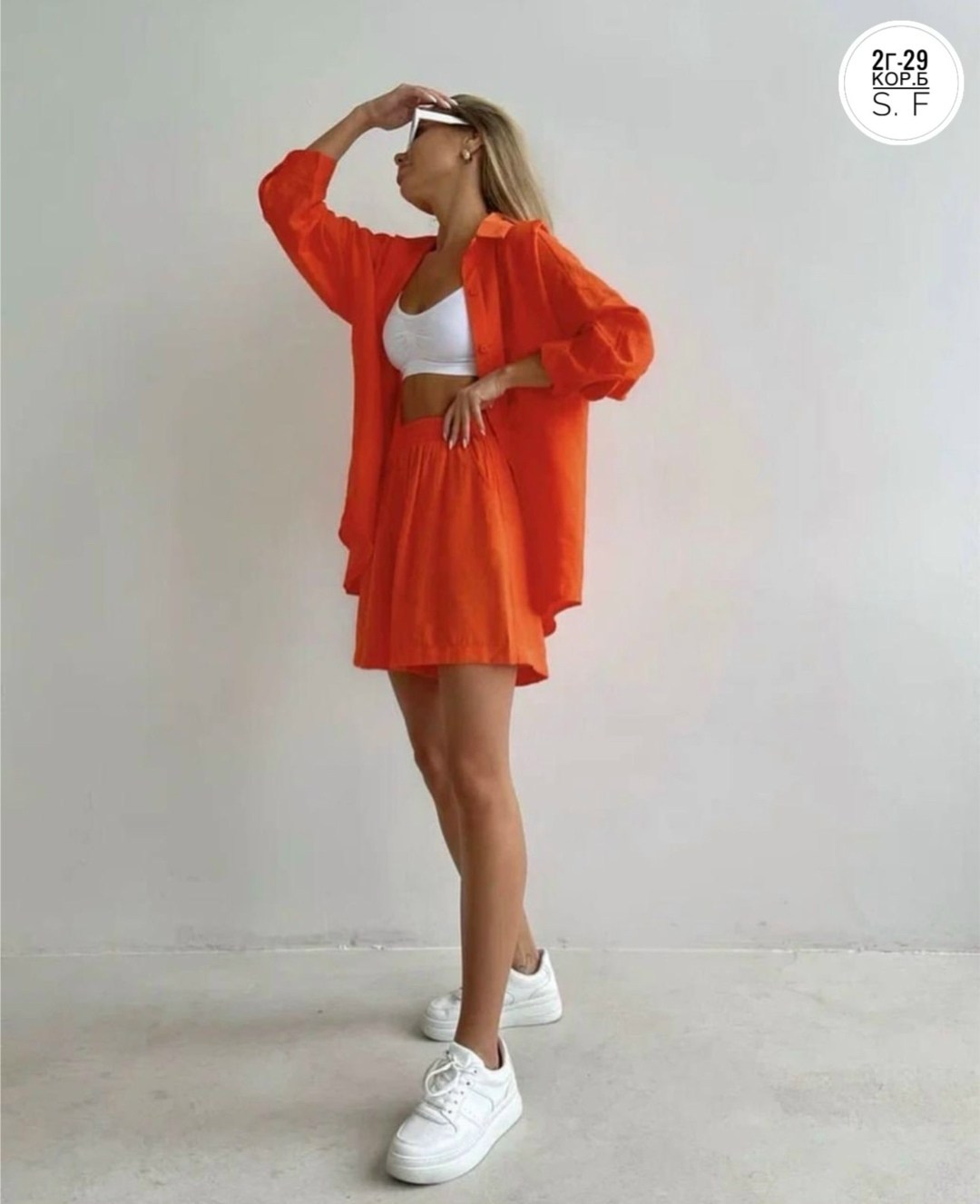 одежда мода,костюм оранжевый,костюм шорты и рубашка оранжевый,стиль оверсайз