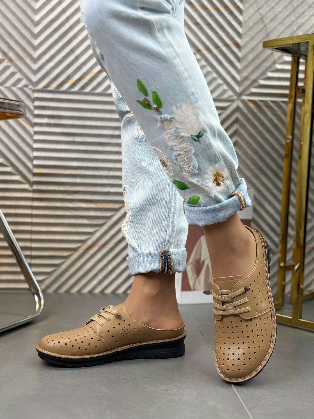 ,обуви, повседневные,мокасины с перфорацией, женская