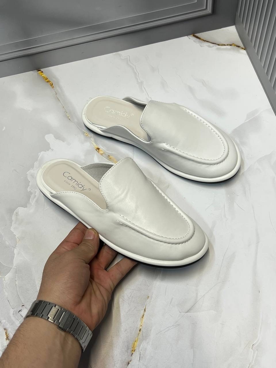 ,мюли hermes,белые кожаные мюли hermes oz,кожаные мюли,мюли женские