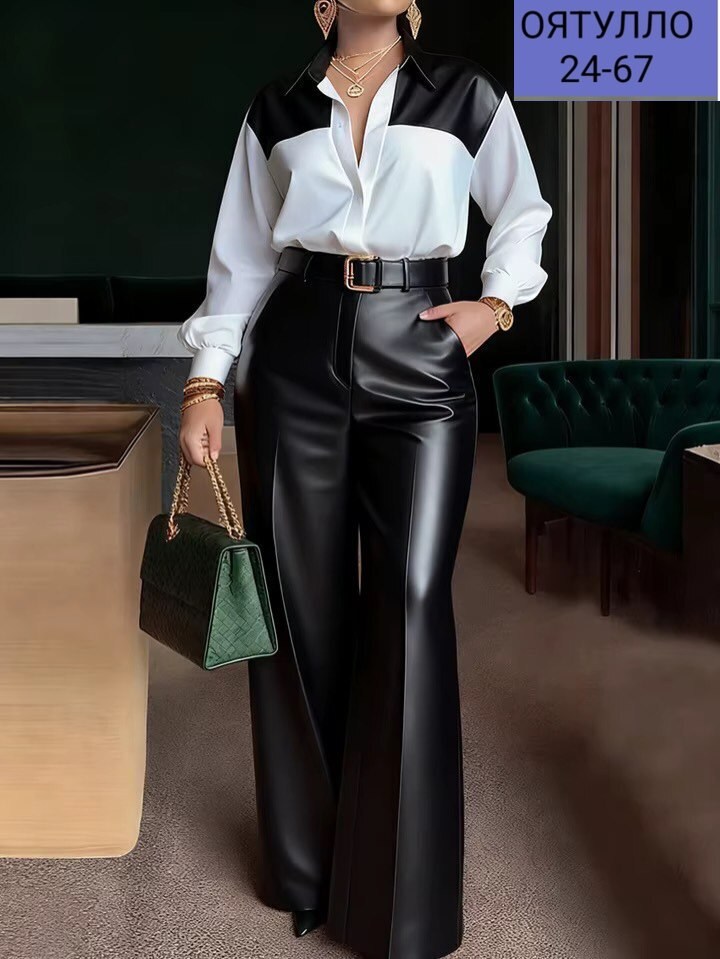 брюки комплект,брюки модные,брюки широкие кожаные,женские брюки,женские широкие брюки