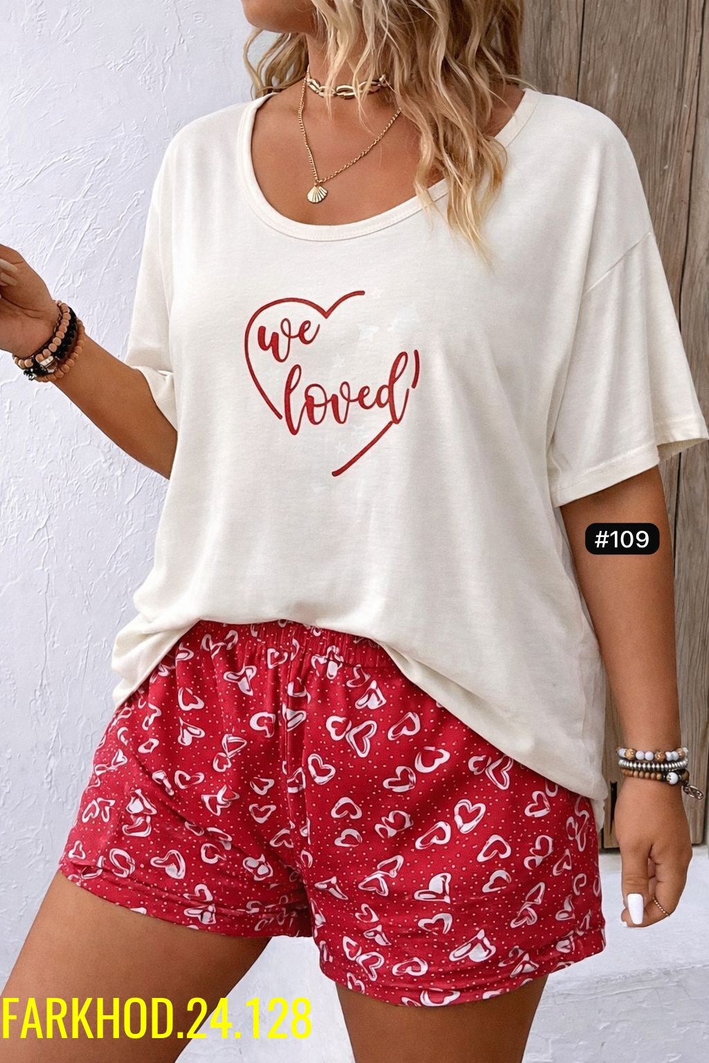 пижама с принтом,женская пижама,пижама комплект с сердечками,пижама женская (футболка и шорты) kaftan "love" р.44-46,пижама женская (футболка и шорты) kaftan "love" р.40-42