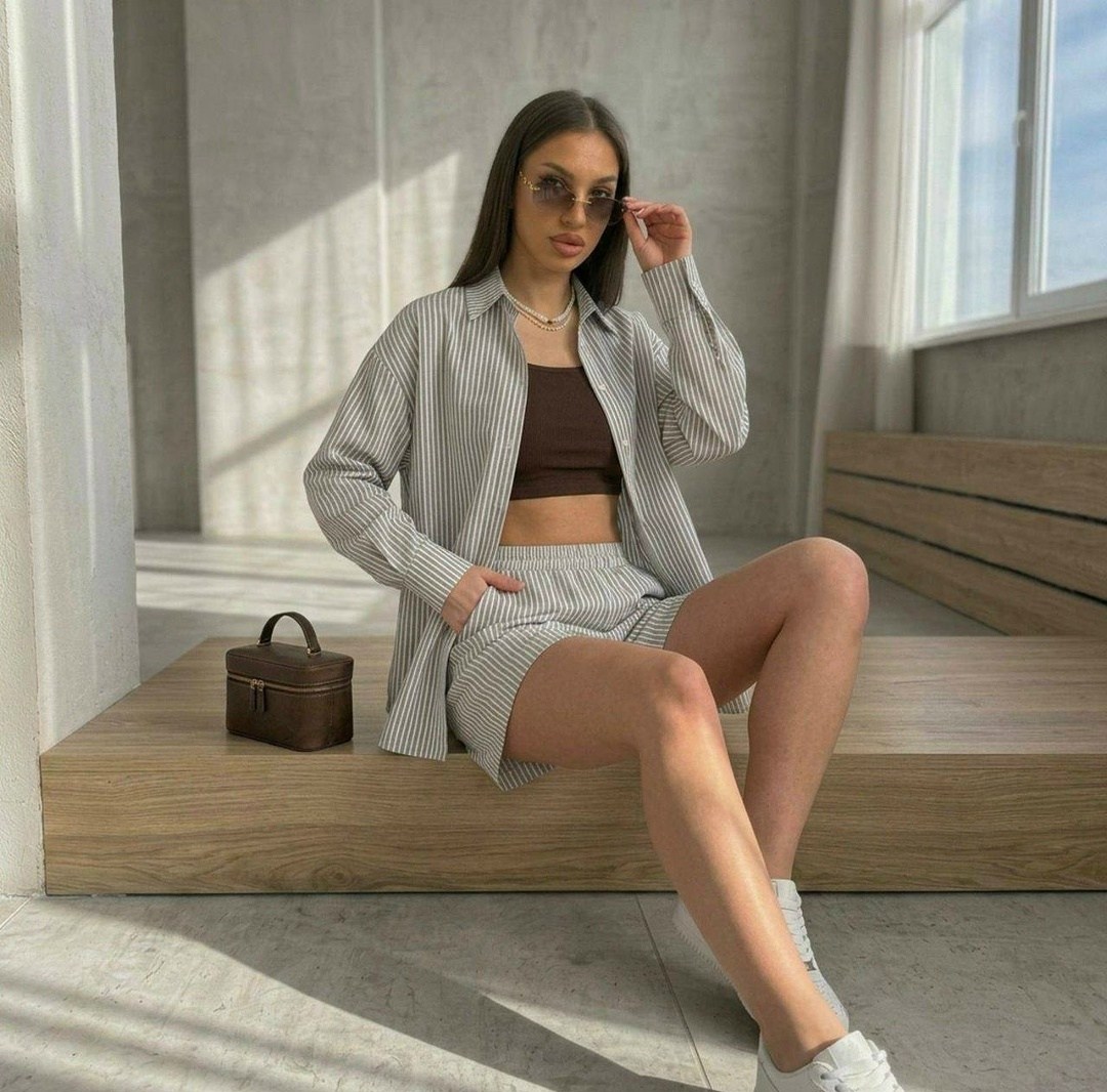 костюм в полоску,костюм с шортами и рубашкой,домашние костюмы,костюм с шортами,женские костюмы