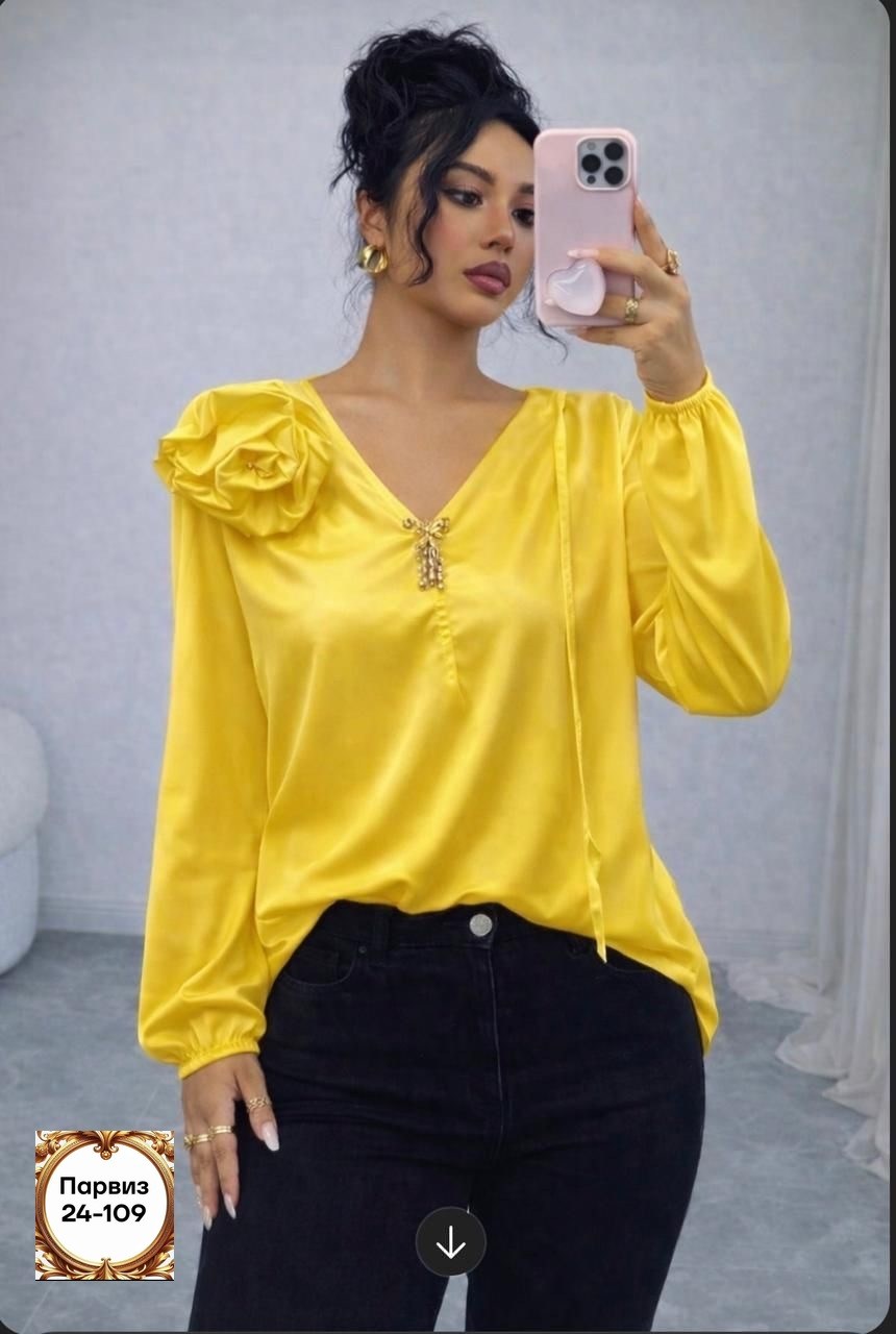 нарядная блузка,стильная блуза,блузка для полных,блузка с цветком шелковая нарядная emberens 200845582,стильная блузка