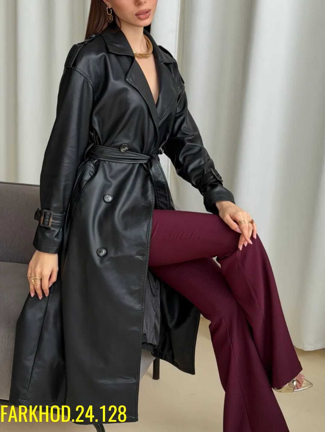 плащ тренч кожаный,кожаный плащ женский,плащ из экокожи,кожаный плащ,тренч из экокожи