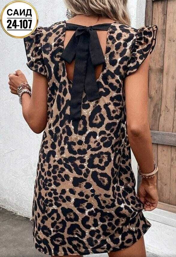 женское платье с леопардовым принтом,мини-платье с леопардовым принтом коричневый,платье мини с леопардовым принтом,платье леопард,платье женское леопардовое