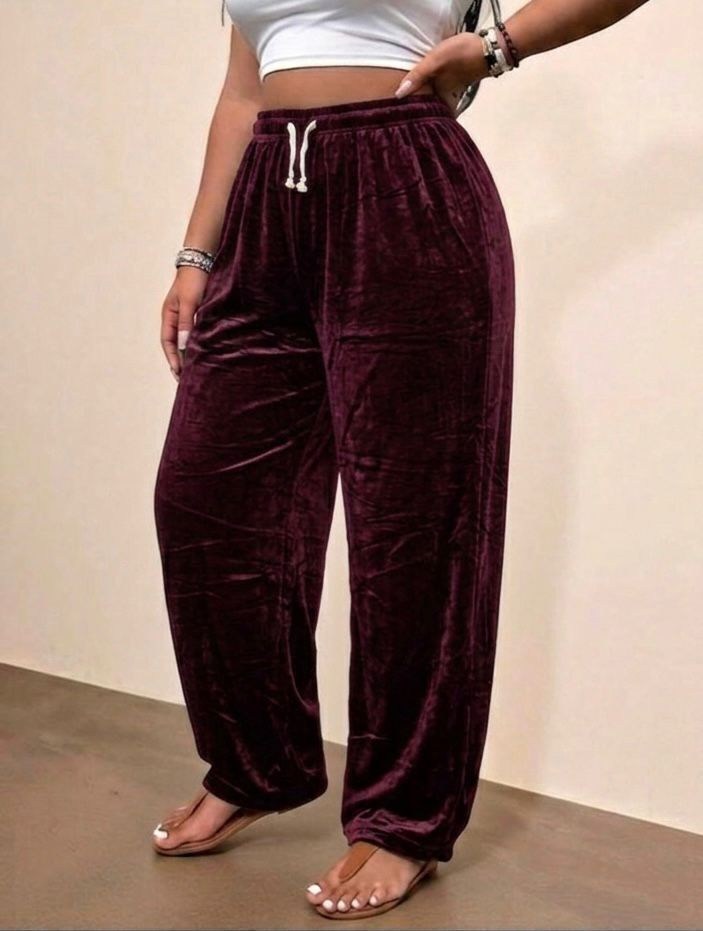 брюки велюр,azura exchange роскошные бархатные брюки-джоггеры xl чёрный,shein ezwear drawstring waist velvet pants,бархатные штаны,штаны женские