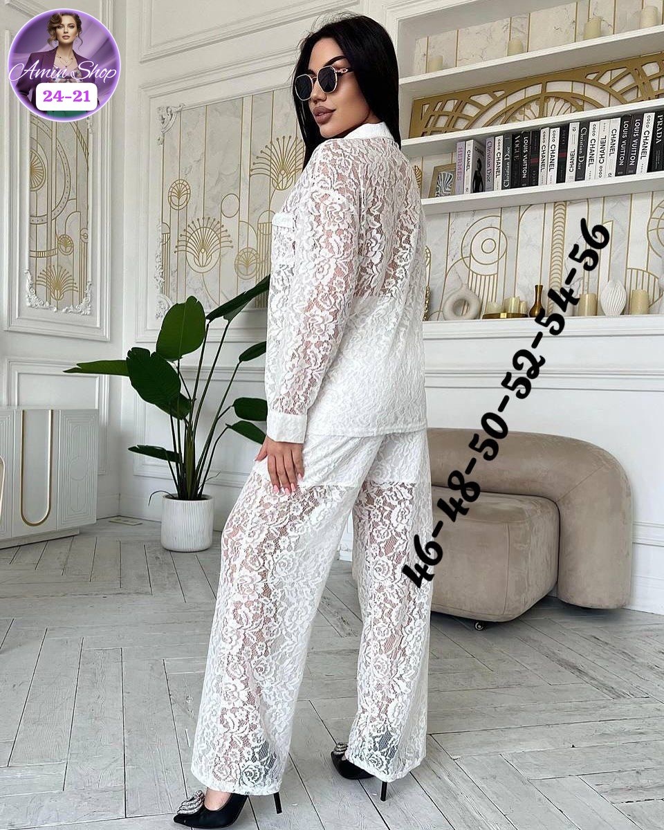 костюм кружевной брючный с поясом гипюр emberens,костюм двойка гипюр,гипюровый костюм,костюм женский кружевной брючный emberens,брючный костюм