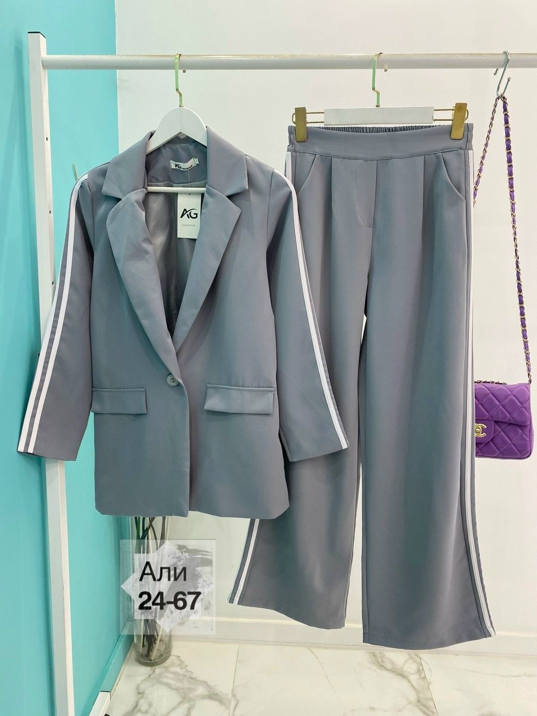 женский брючный костюм,костюм женский,костюм женский двойка,костюм брючный серый osa style,брючный костюм