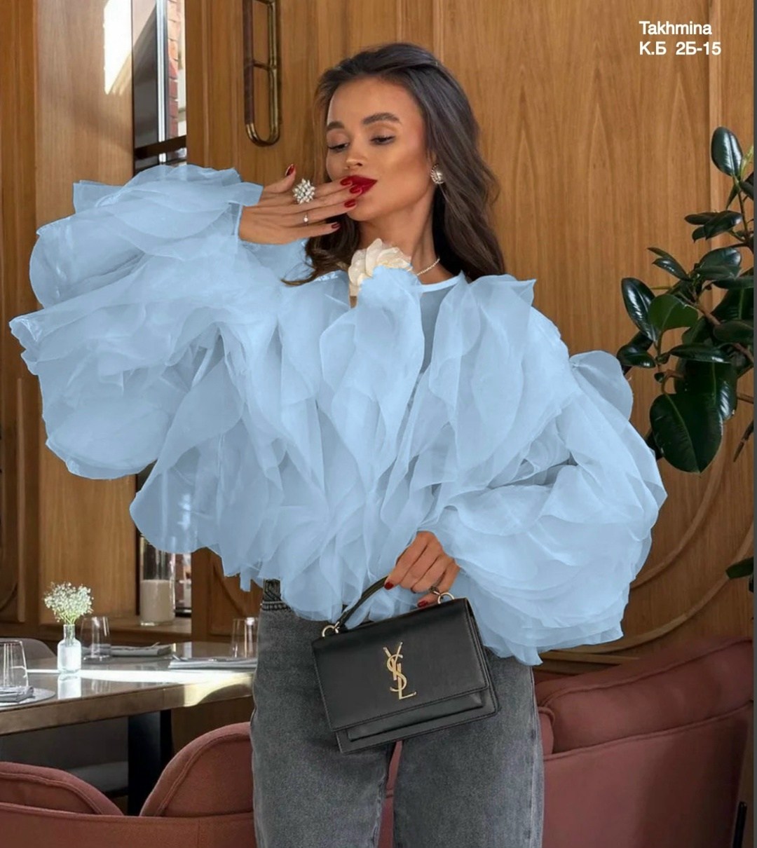 женская шифоновая блузка с оборками,женская шифоновая блузка с каскадными лепестками,женская блузка,блузка праздничная из шифона с воланами,блузка из органзы