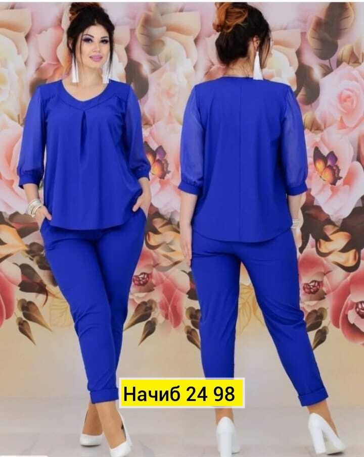 женский летний брючный костюм 56рамер,костюм женский,костюм с брюками,костюм брючный синий,женские костюмы больших размеров