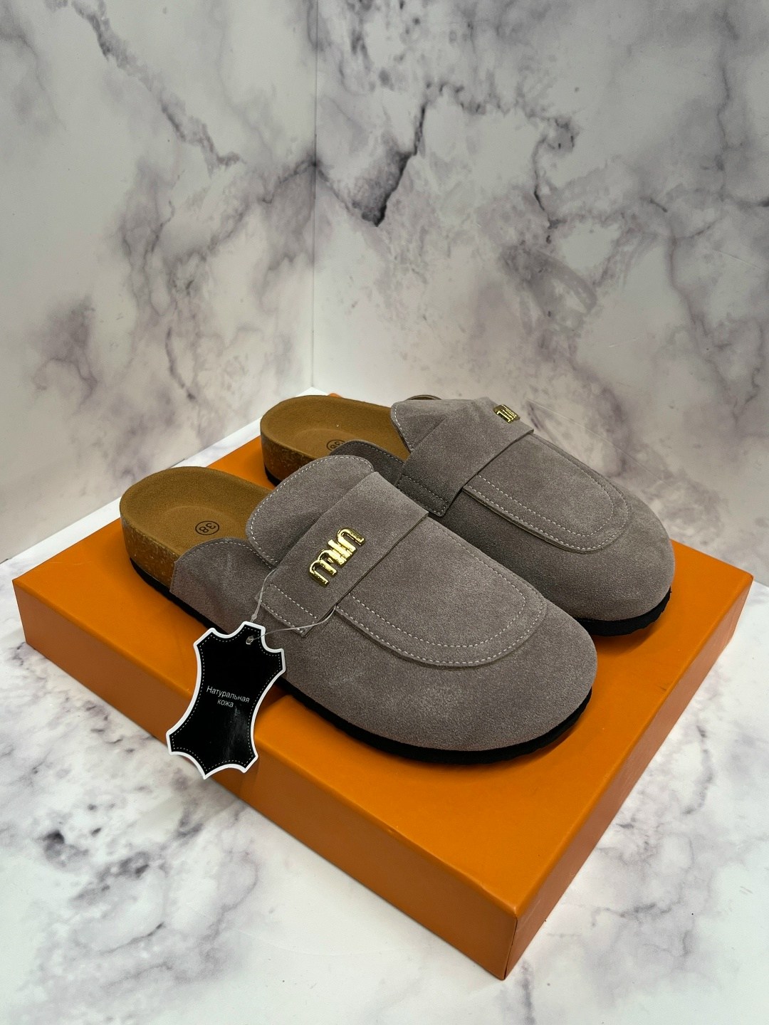 ,замшевые шлепанцы hermes,мюли сабо,мюли замшевые,мюли miu miu