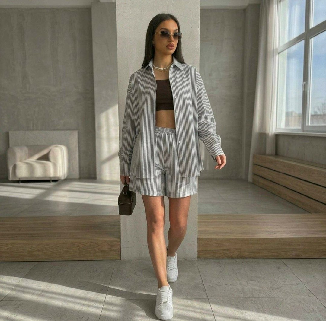 костюм в полоску,костюм с шортами и рубашкой,домашние костюмы,костюм с шортами,женские костюмы