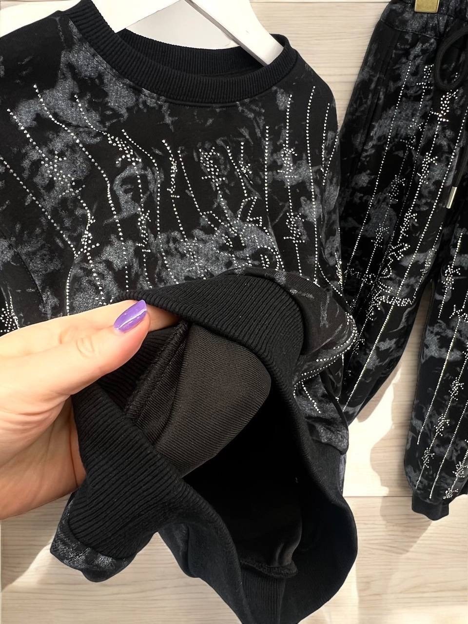 свитшот для девочки,спортивные костюмы для девочек,велюровый костюм,костюм для девочек,свитшот детский batik 019_бпо черный