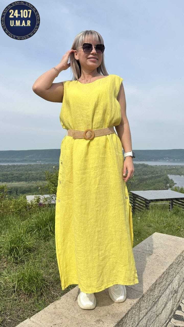 платье стильное льняное,платье желтое,платье сарафан,платье лен,женские летние платья