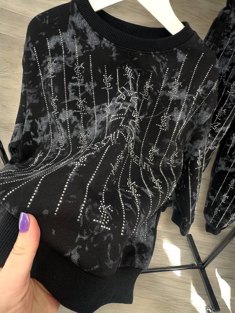 свитшот для девочки,спортивные костюмы для девочек,велюровый костюм,костюм для девочек,свитшот детский batik 019_бпо черный