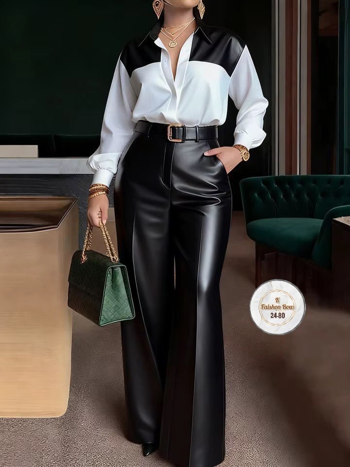 образ с брюками палаццо,модные брюки,женские брюки кожаные,брюки из искусственной кожи с высокой талией,женские брюки из искусственной кожи